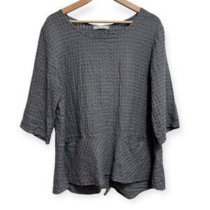 Luna Luz Linen Blend Textured Ruched Back Top